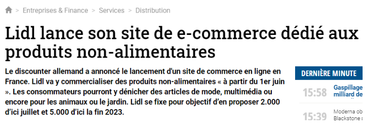 Lancement plateforme e-commerce Lidl