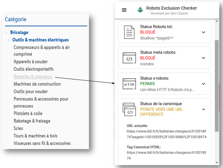 Redirections vers des URL non indexables