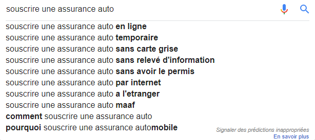 Google Suggest - Assurance Auto
