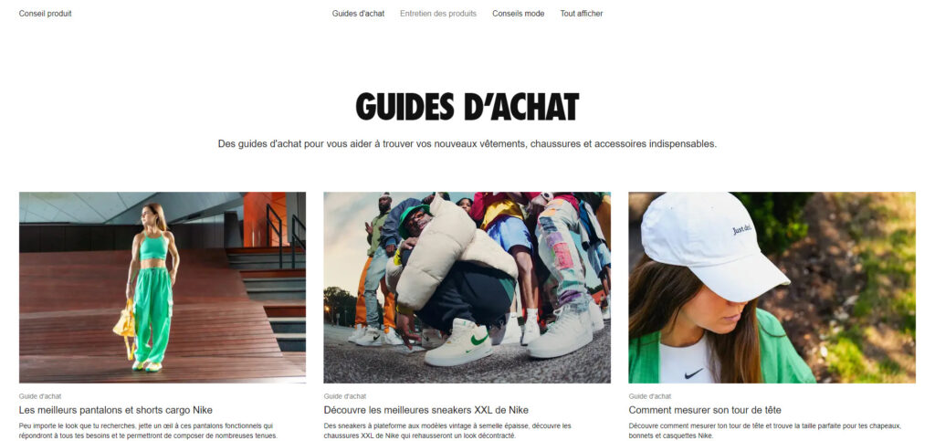 Guides d'achat Nike - Agence WAM