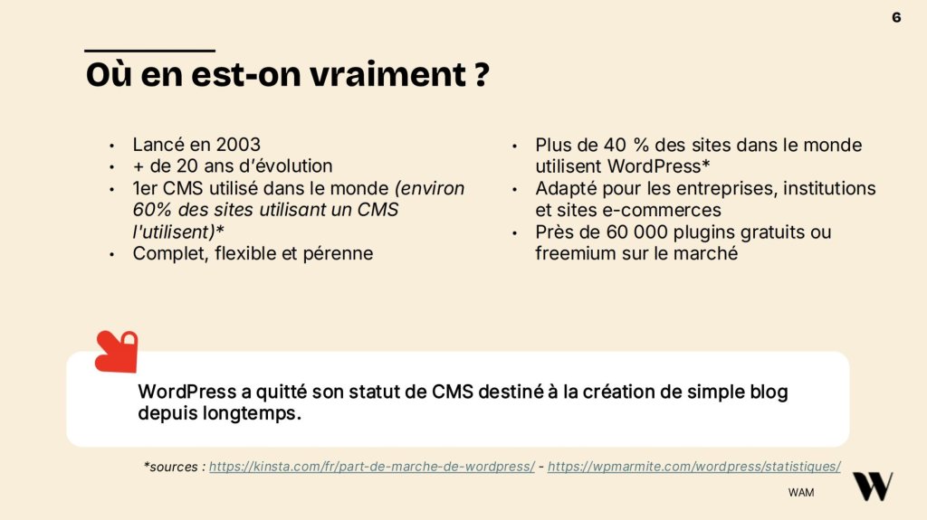 Où en est-on vraiment ? WordPress a quitté son statut de CMS destiné à la création de simple blog depuis longtemps.